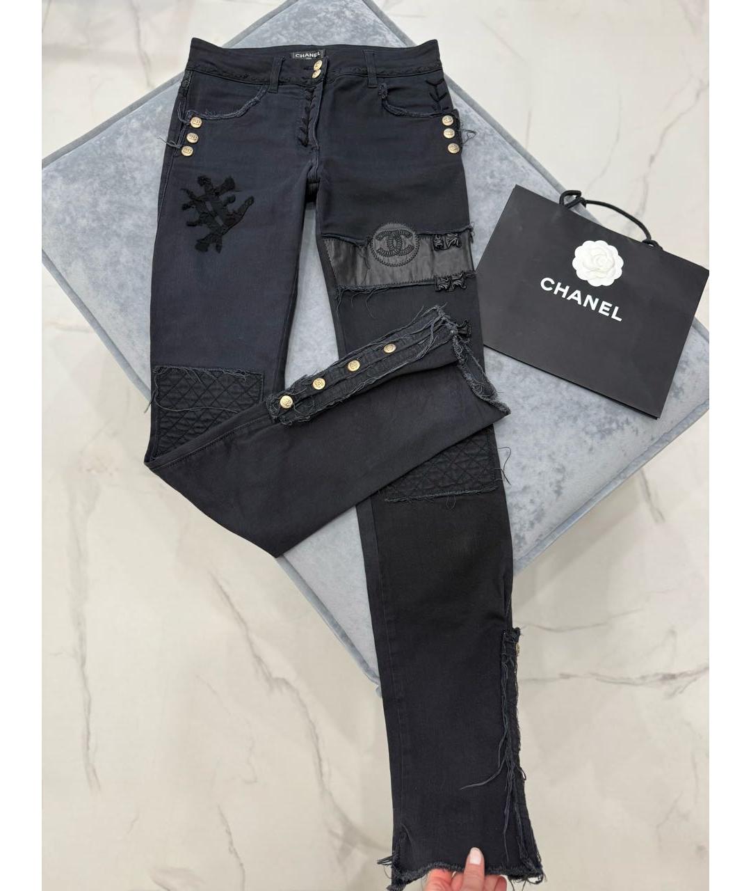 CHANEL Черные хлопко-эластановые джинсы слим, фото 2