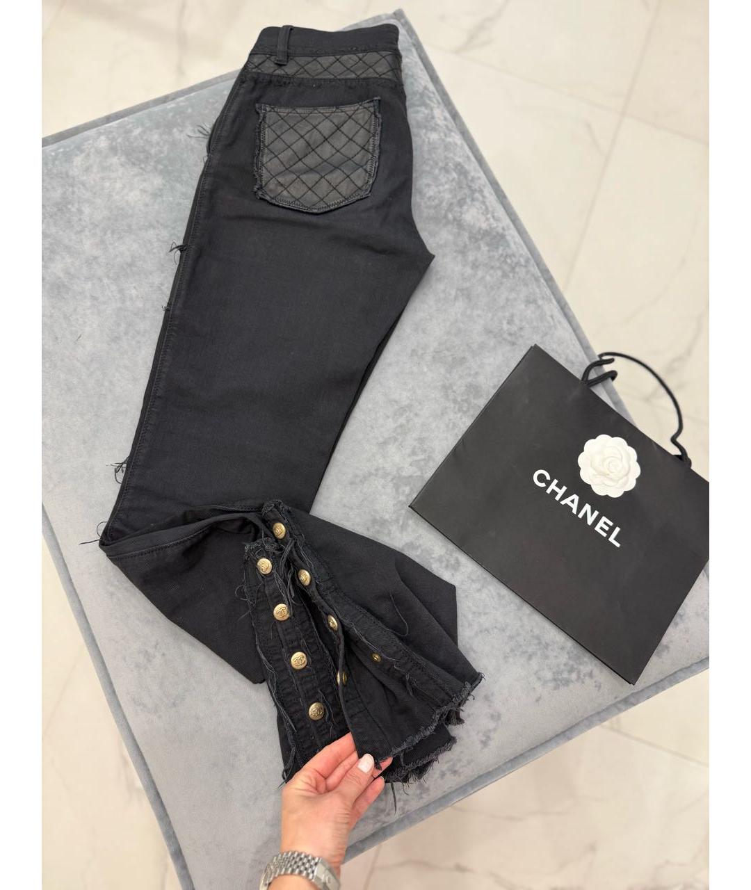 CHANEL Черные хлопко-эластановые джинсы слим, фото 6