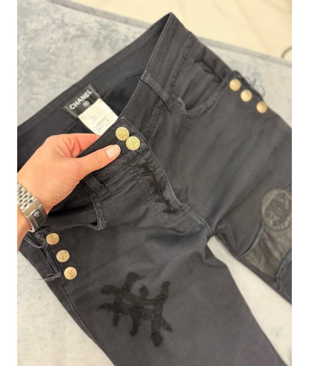 CHANEL Черные хлопко-эластановые джинсы слим, фото 7