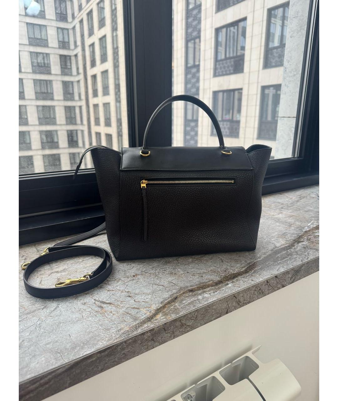 CELINE Коричневая кожаная сумка с короткими ручками, фото 3