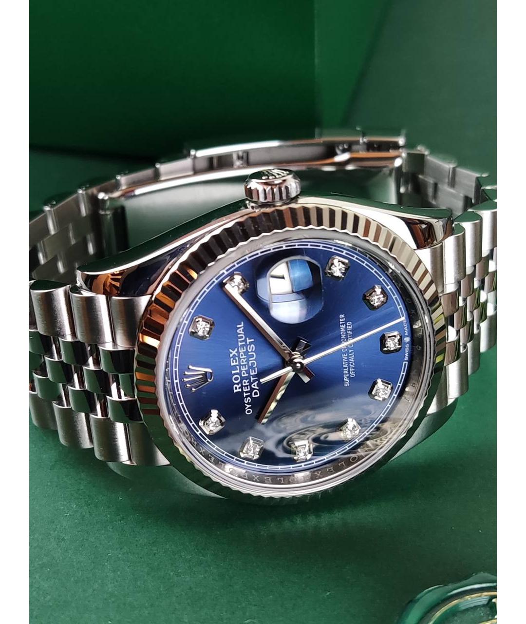 ROLEX Синие часы из белого золота, фото 3