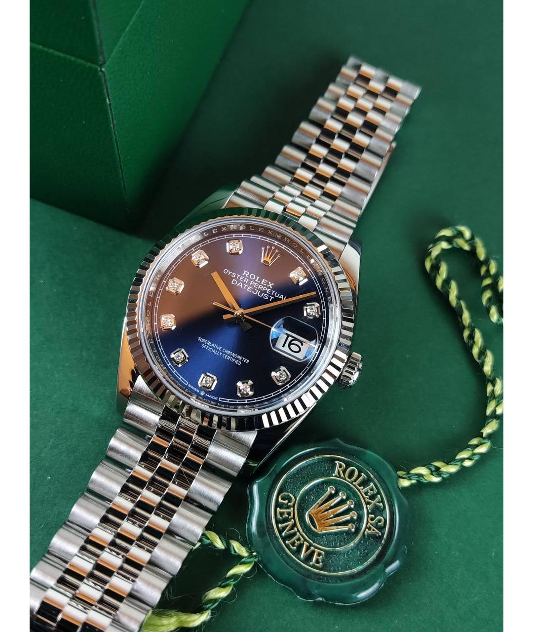 ROLEX Синие часы из белого золота, фото 4
