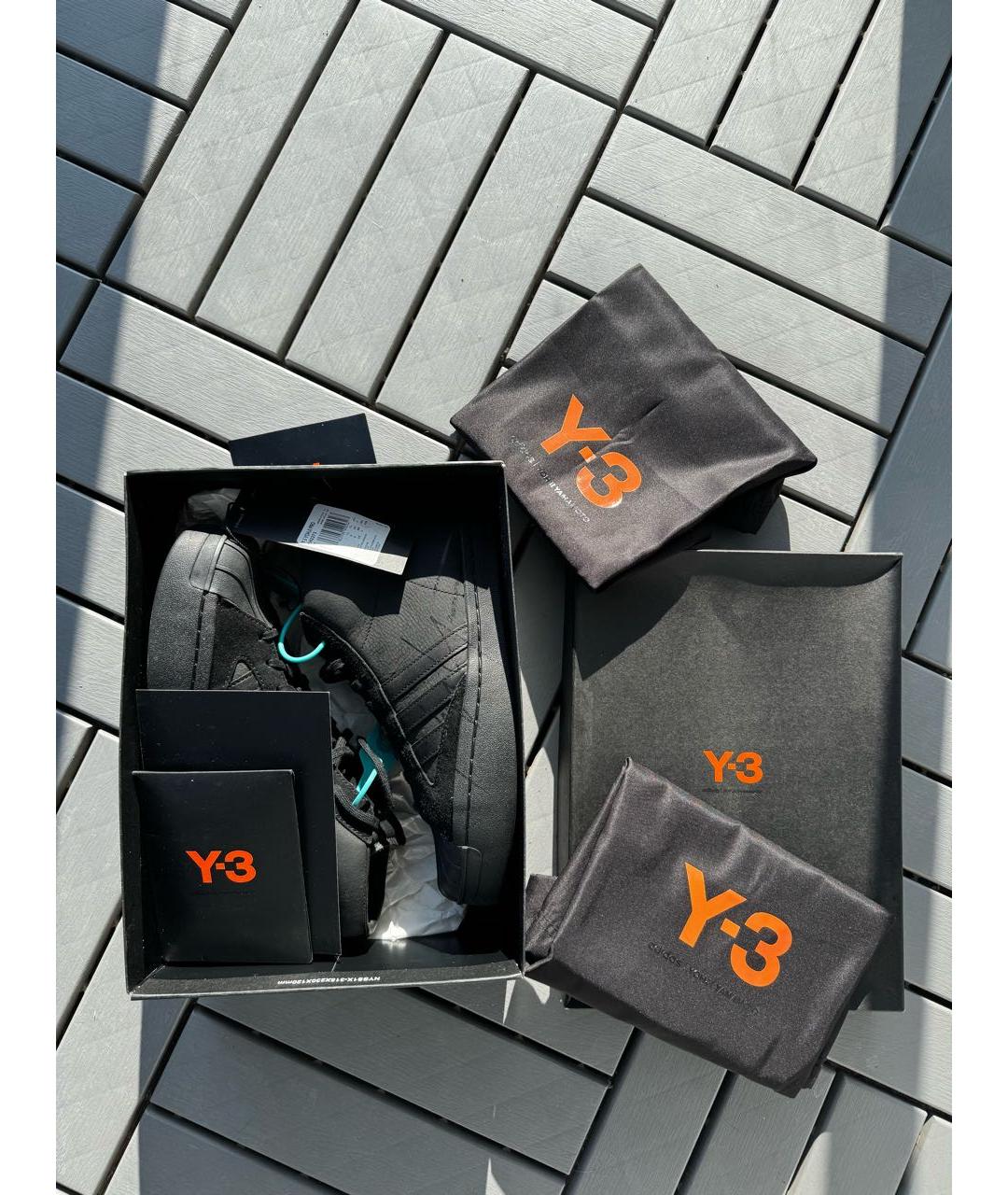 YOHJI YAMAMOTO Черные кожаные высокие кроссовки / кеды, фото 3