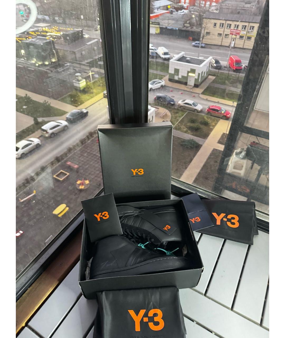 YOHJI YAMAMOTO Черные кожаные высокие кроссовки / кеды, фото 4