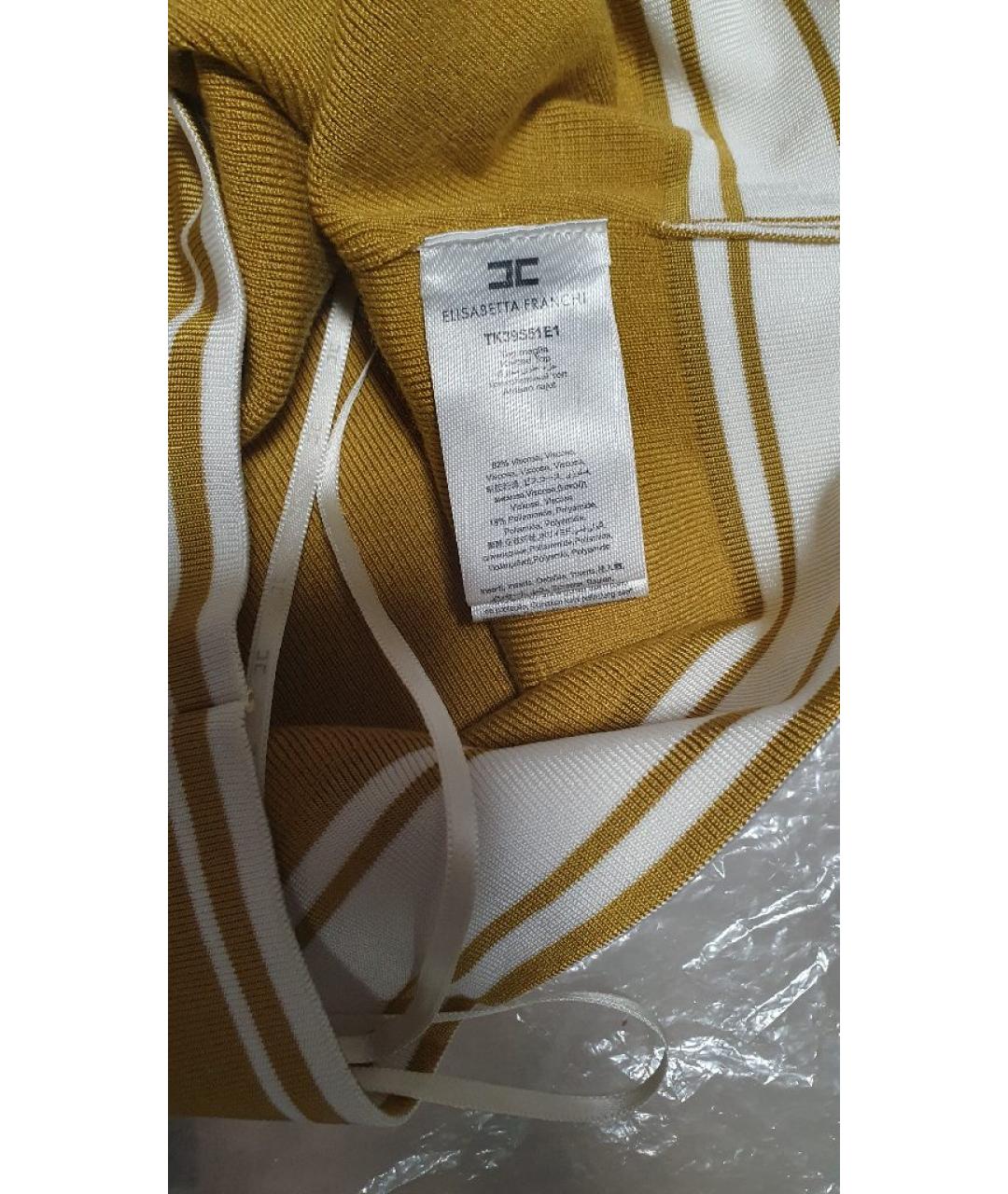 ELISABETTA FRANCHI Горчичная вискозная майка, фото 7