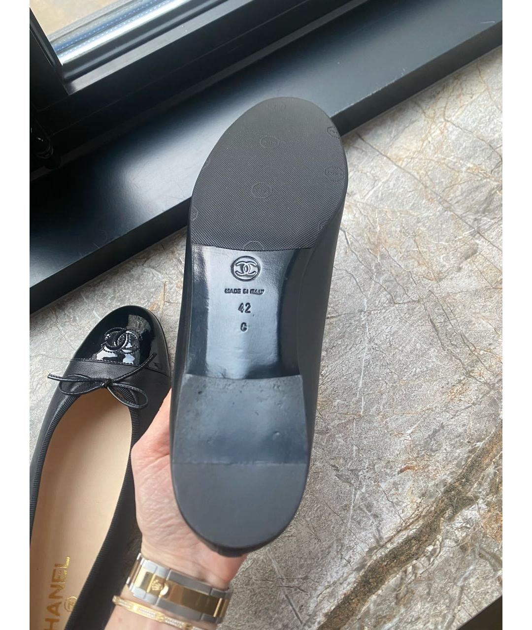 CHANEL Черные кожаные балетки, фото 5