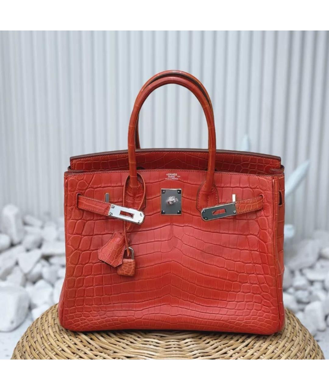 HERMES Красная кожаная сумка с короткими ручками, фото 9