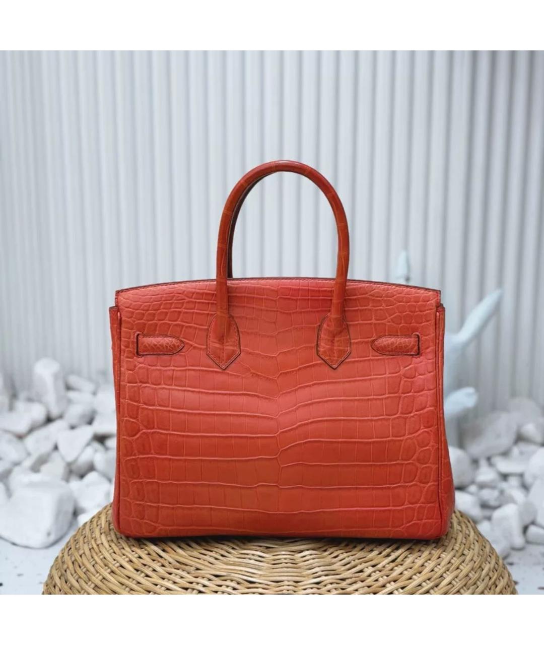 HERMES Красная кожаная сумка с короткими ручками, фото 3