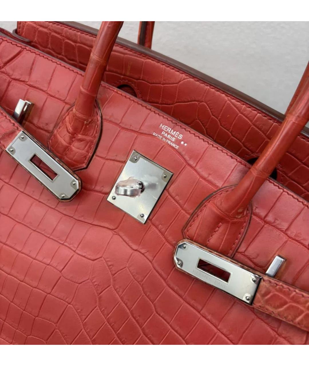 HERMES Красная кожаная сумка с короткими ручками, фото 7