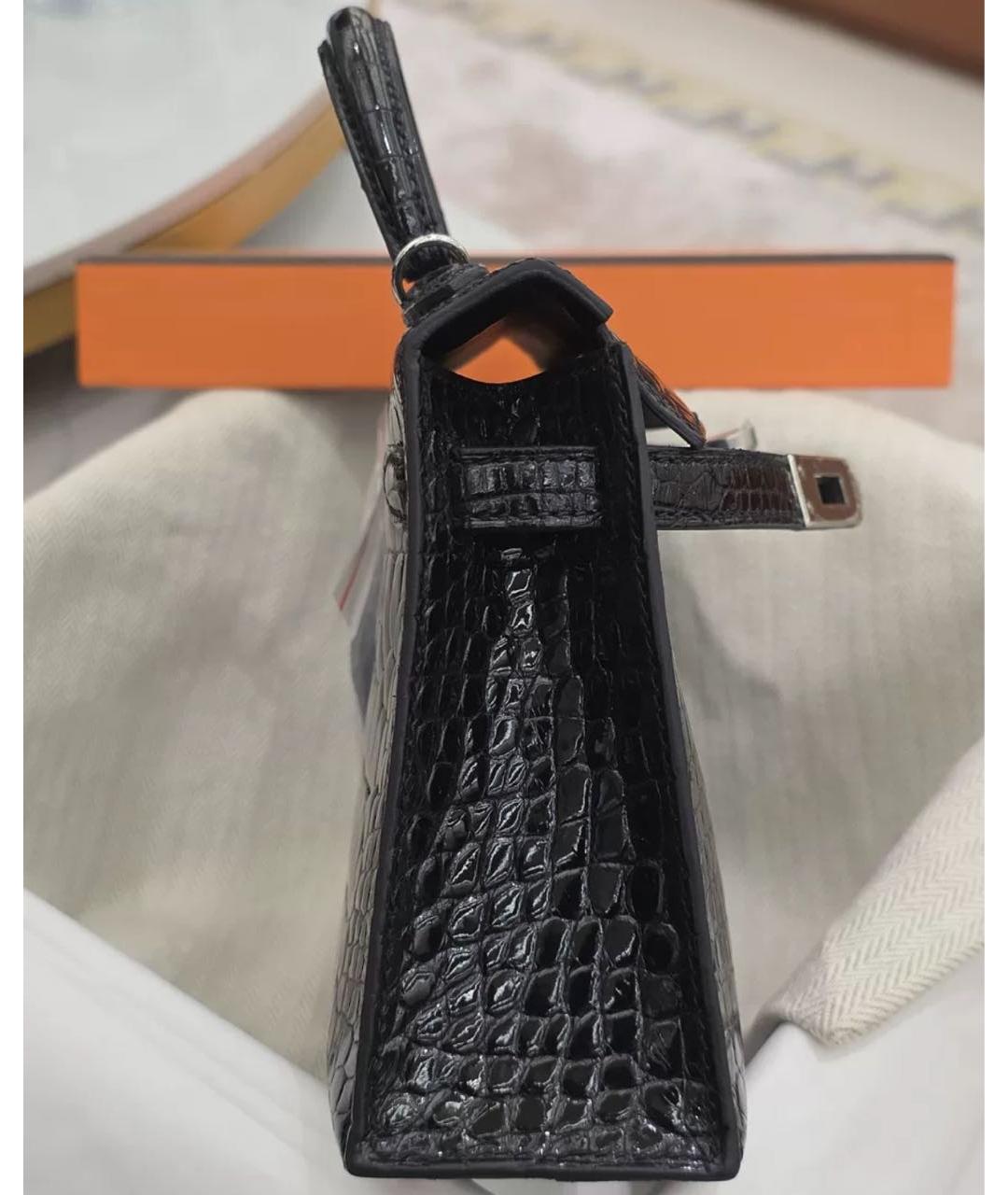 HERMES Черная кожаная сумка через плечо, фото 3