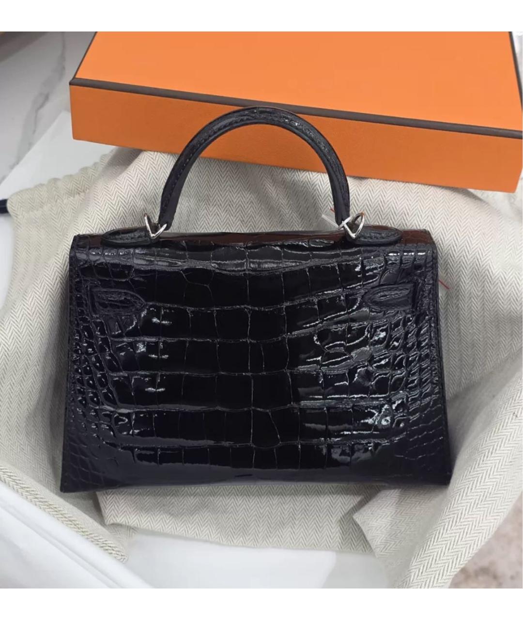 HERMES Черная кожаная сумка через плечо, фото 2