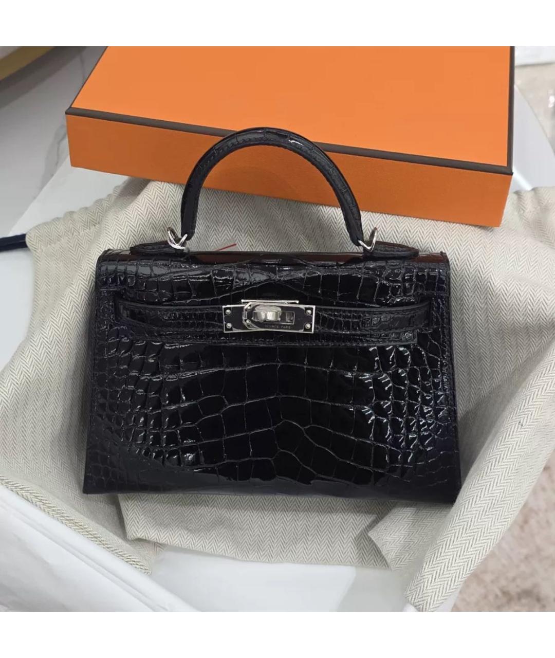 HERMES Черная кожаная сумка через плечо, фото 6