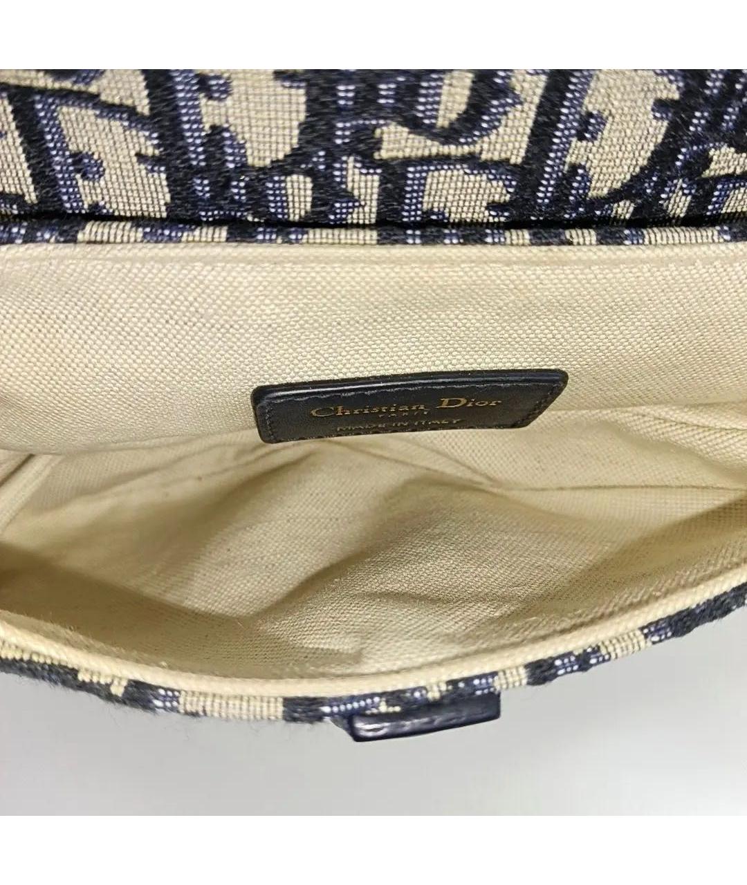 CHRISTIAN DIOR Темно-синяя кожаная сумка с короткими ручками, фото 6