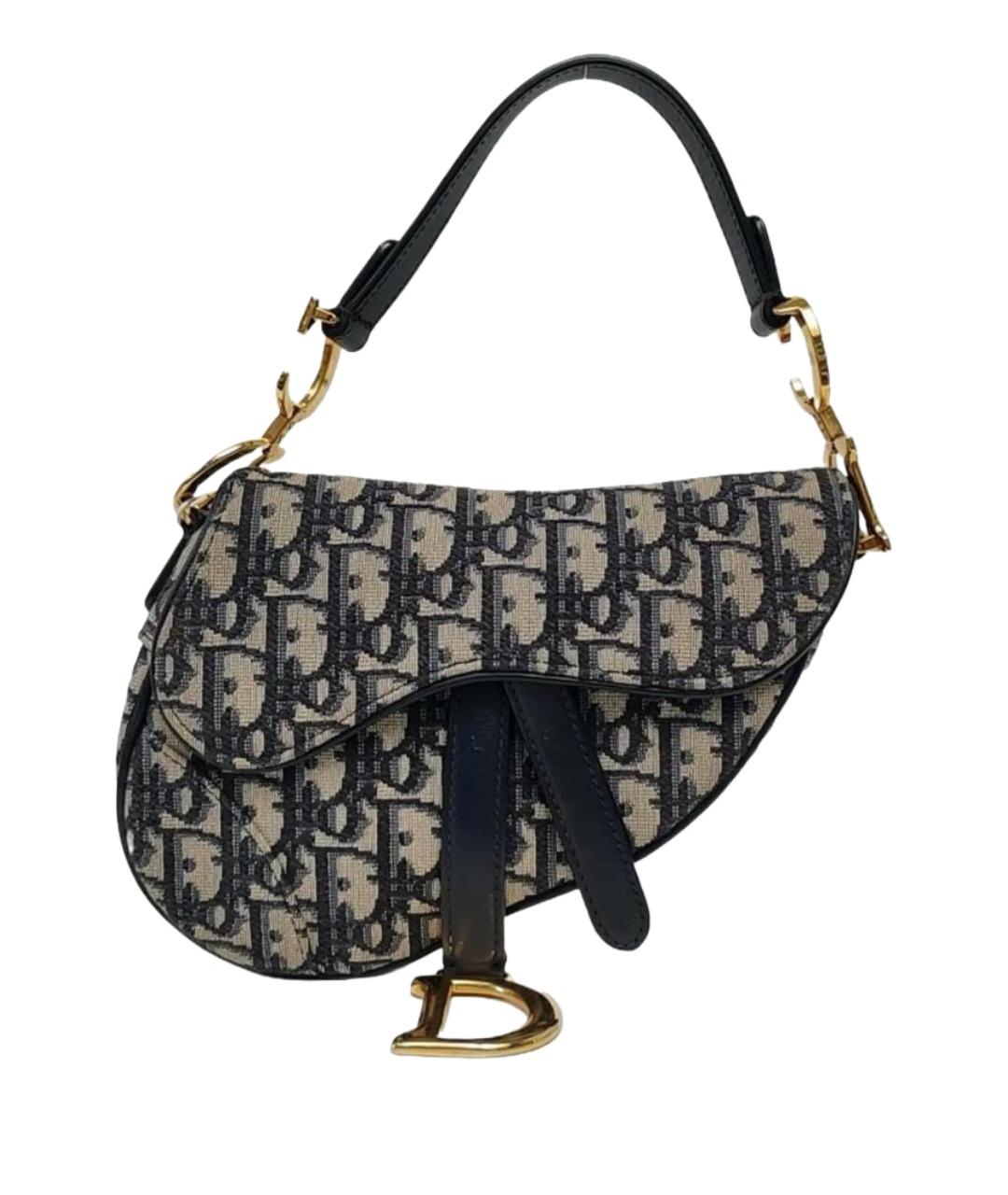 CHRISTIAN DIOR Темно-синяя кожаная сумка с короткими ручками, фото 1