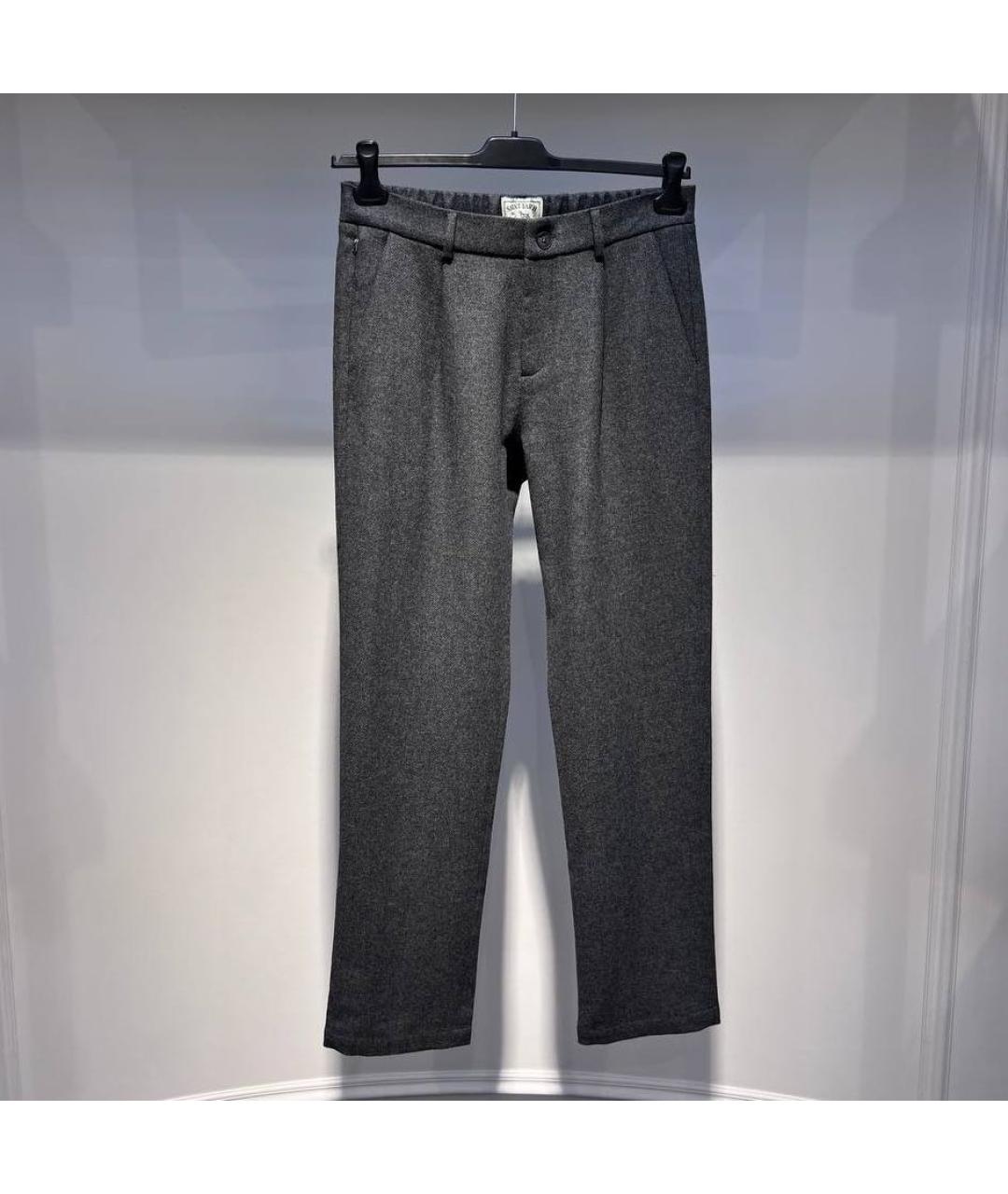 MC2 SAINT BARTH Антрацитовые хлопковые классические брюки, фото 3