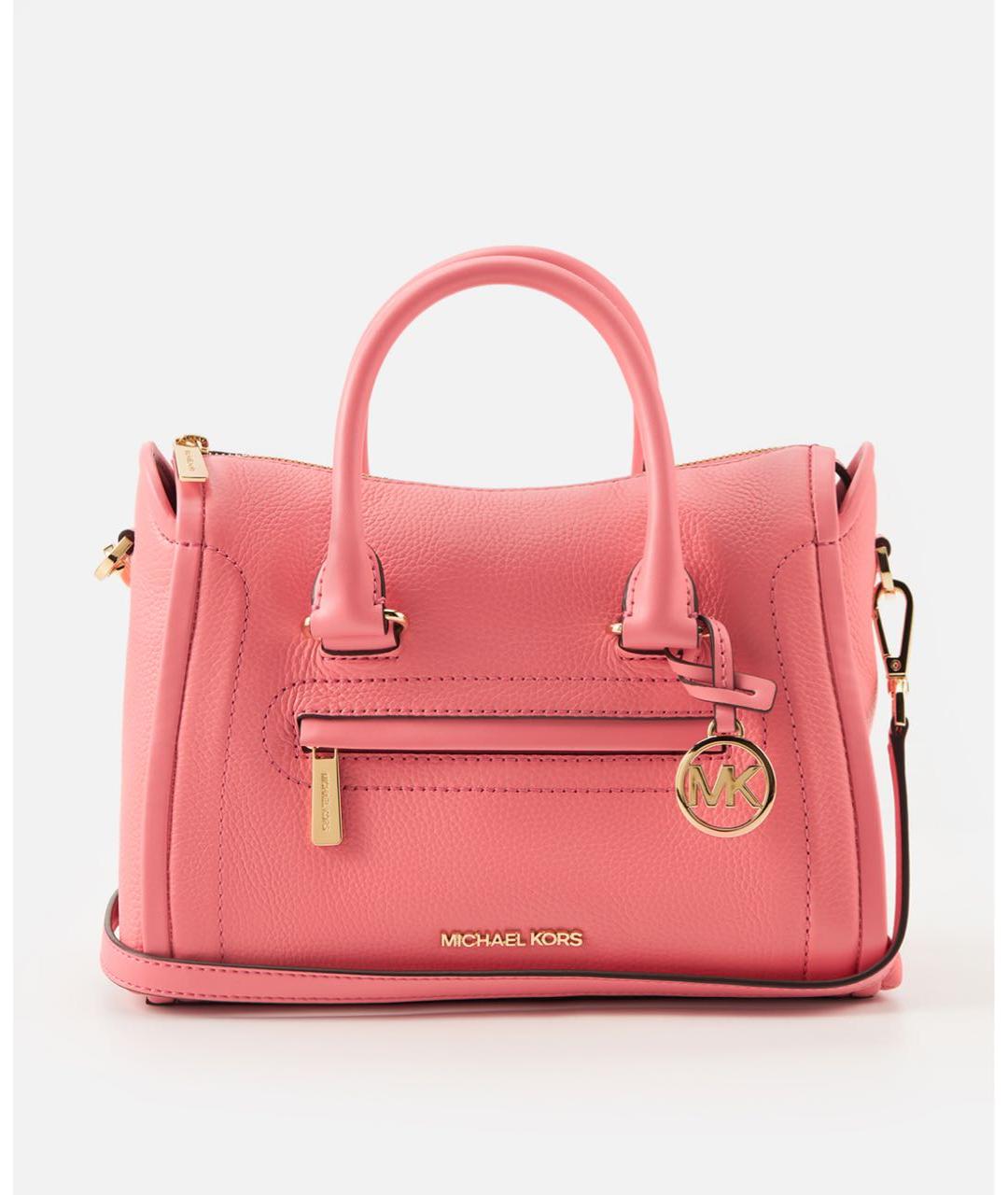 MICHAEL KORS Коралловая кожаная сумка с короткими ручками, фото 5