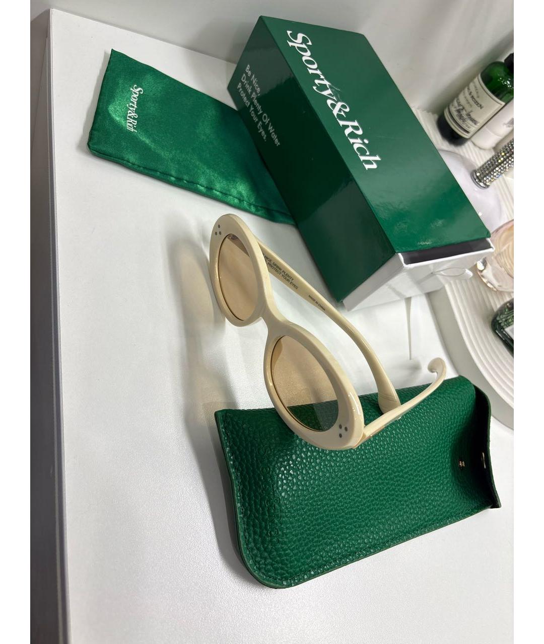 SPORTY AND RICH Бежевые пластиковые солнцезащитные очки, фото 4