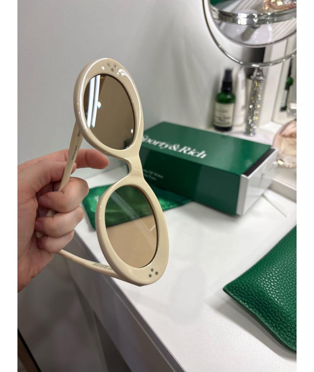 SPORTY AND RICH Бежевые пластиковые солнцезащитные очки, фото 5