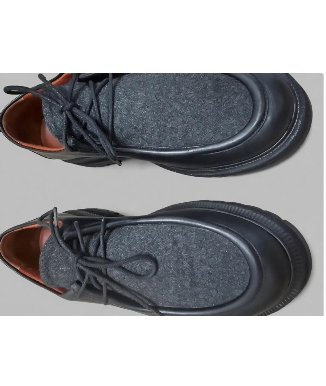 LORO PIANA Черные кожаные брогги и оксфорды, фото 3