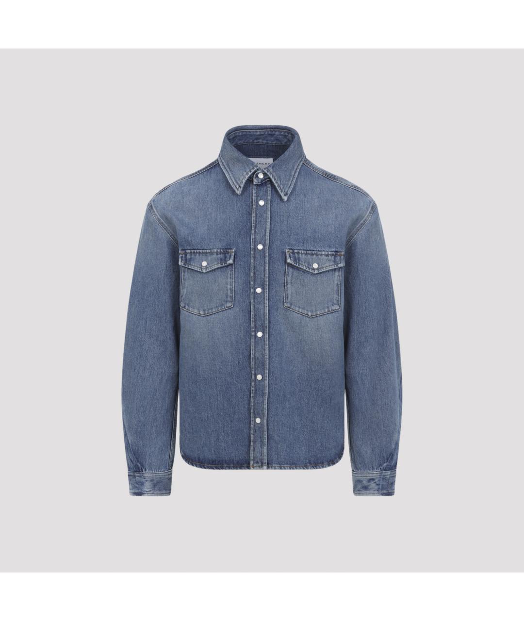 GIVENCHY Синяя хлопковая кэжуал рубашка, фото 3