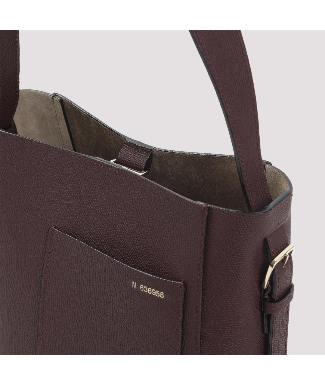 VALEXTRA Бордовая кожаная сумка через плечо, фото 5