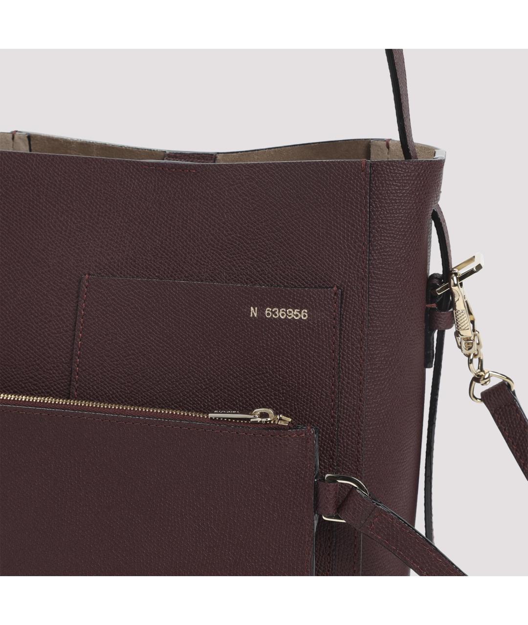 VALEXTRA Бордовая кожаная сумка через плечо, фото 4