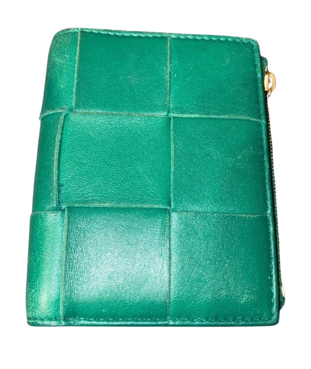 BOTTEGA VENETA Зеленый кожаный кошелек, фото 1