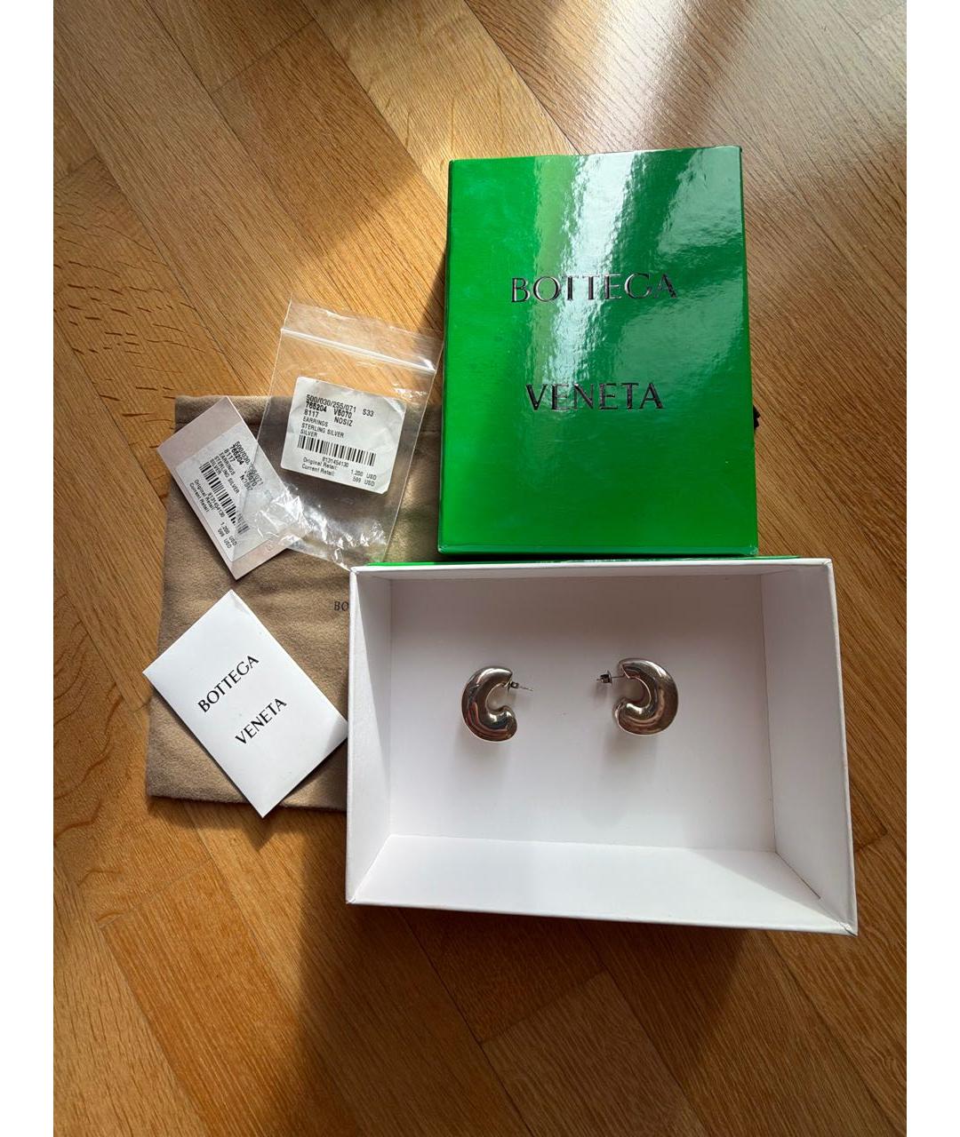 BOTTEGA VENETA Серебряные металлические серьги, фото 4