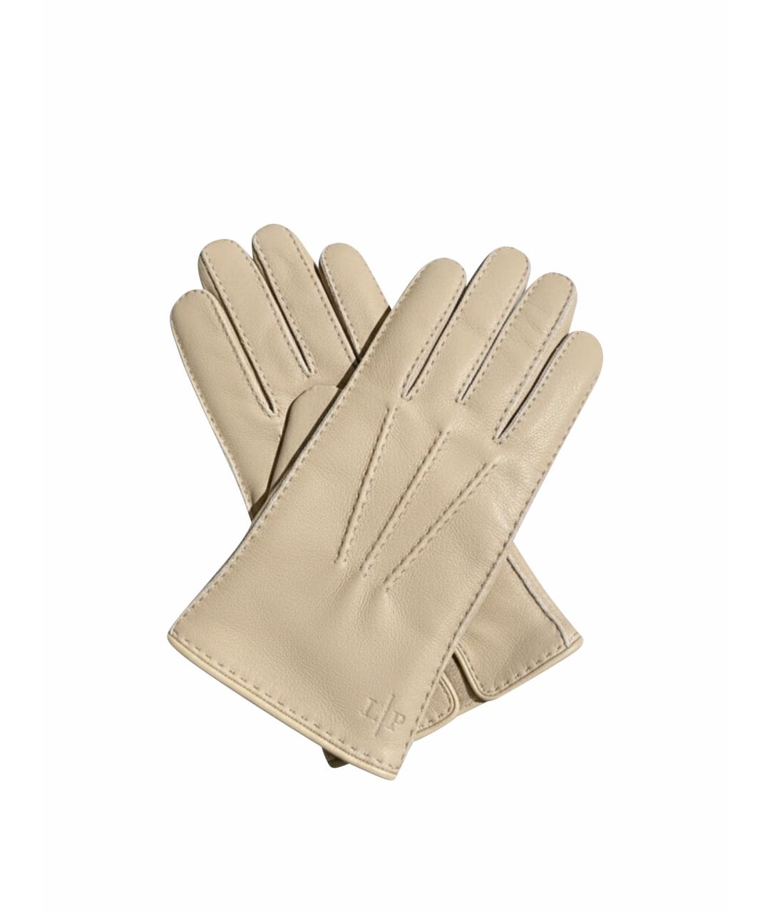 LORO PIANA Бежевые шерстяные перчатки, фото 1