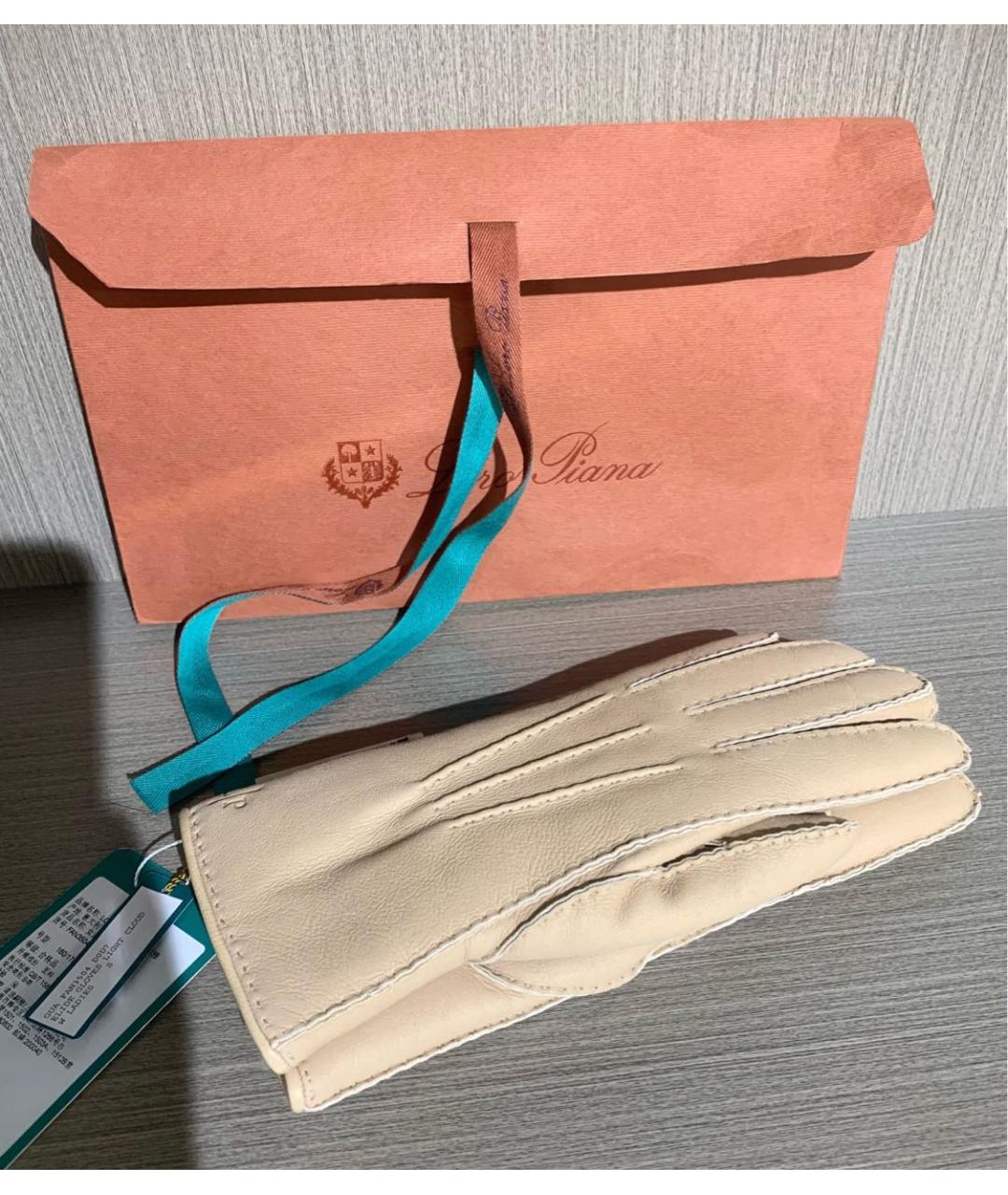 LORO PIANA Бежевые шерстяные перчатки, фото 4