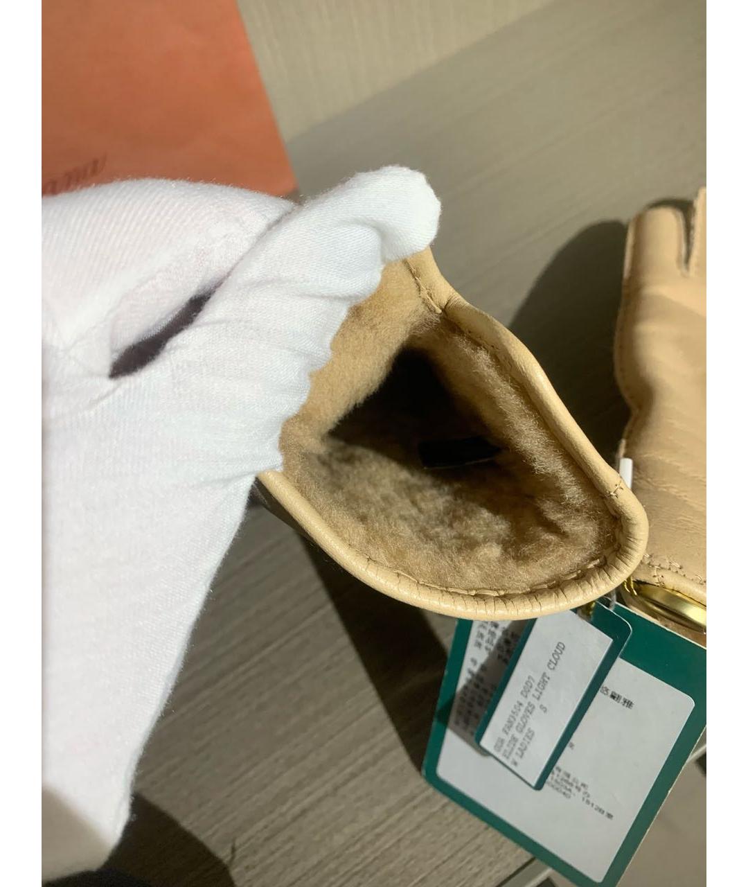 LORO PIANA Бежевые шерстяные перчатки, фото 8