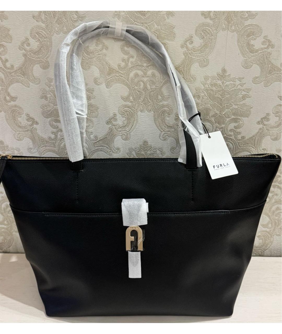 FURLA Черная сумка тоут из искусственной кожи, фото 5