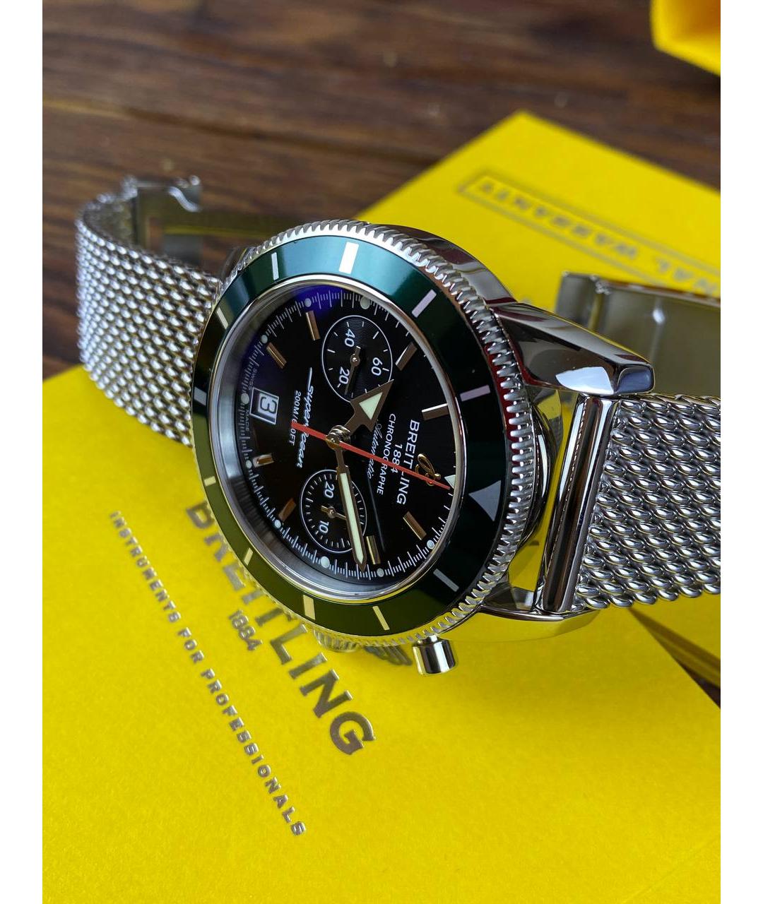 BREITLING Зеленые металлические часы, фото 6