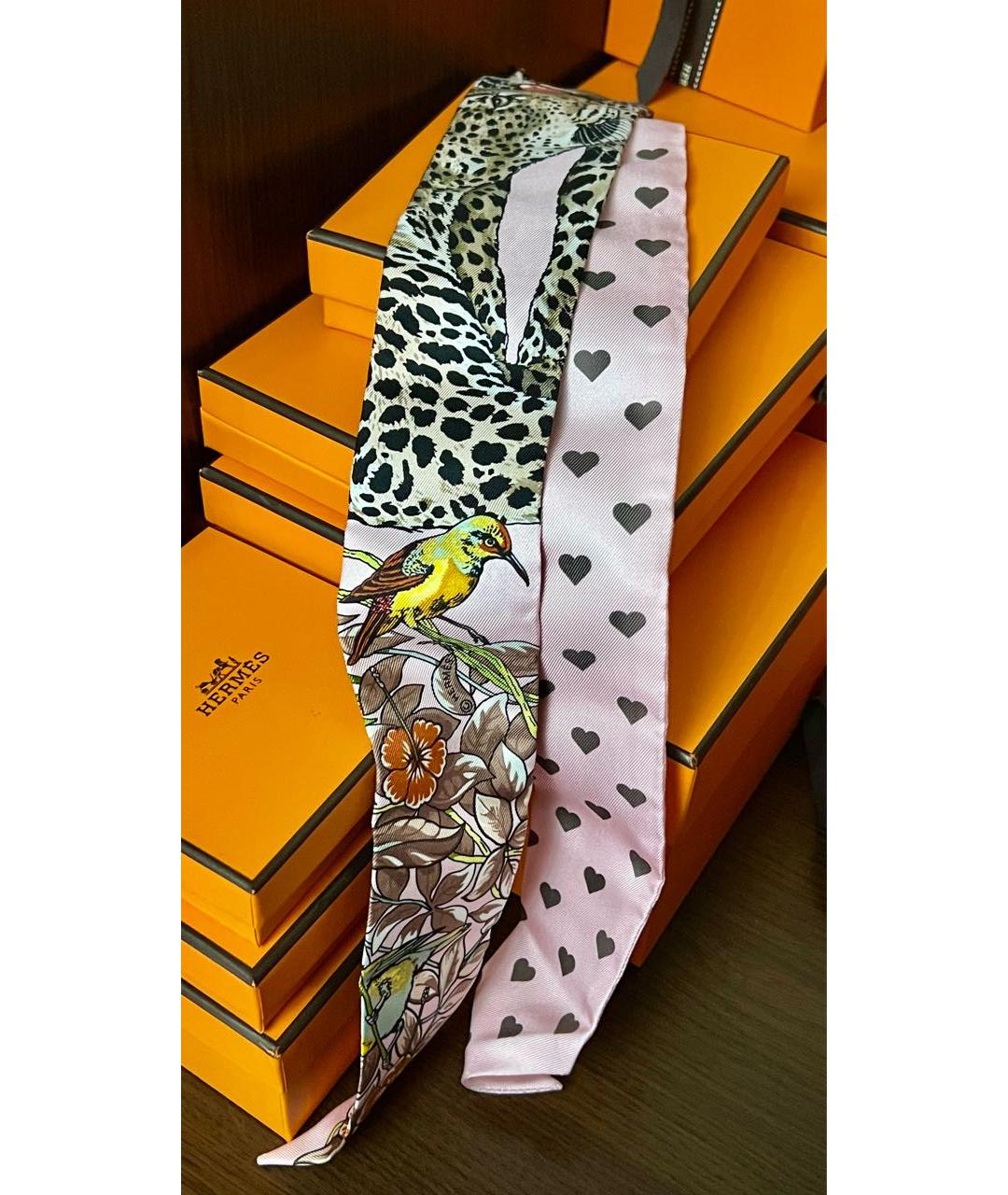 HERMES Розовый шелковый воротник, фото 5