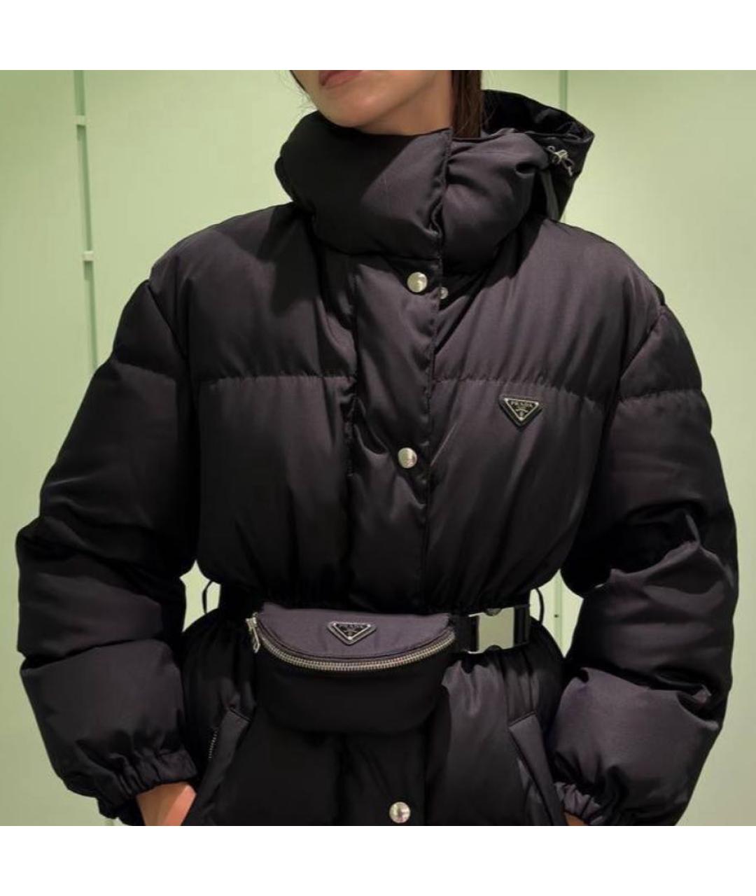 PRADA Черный полиэстеровый пуховик, фото 4