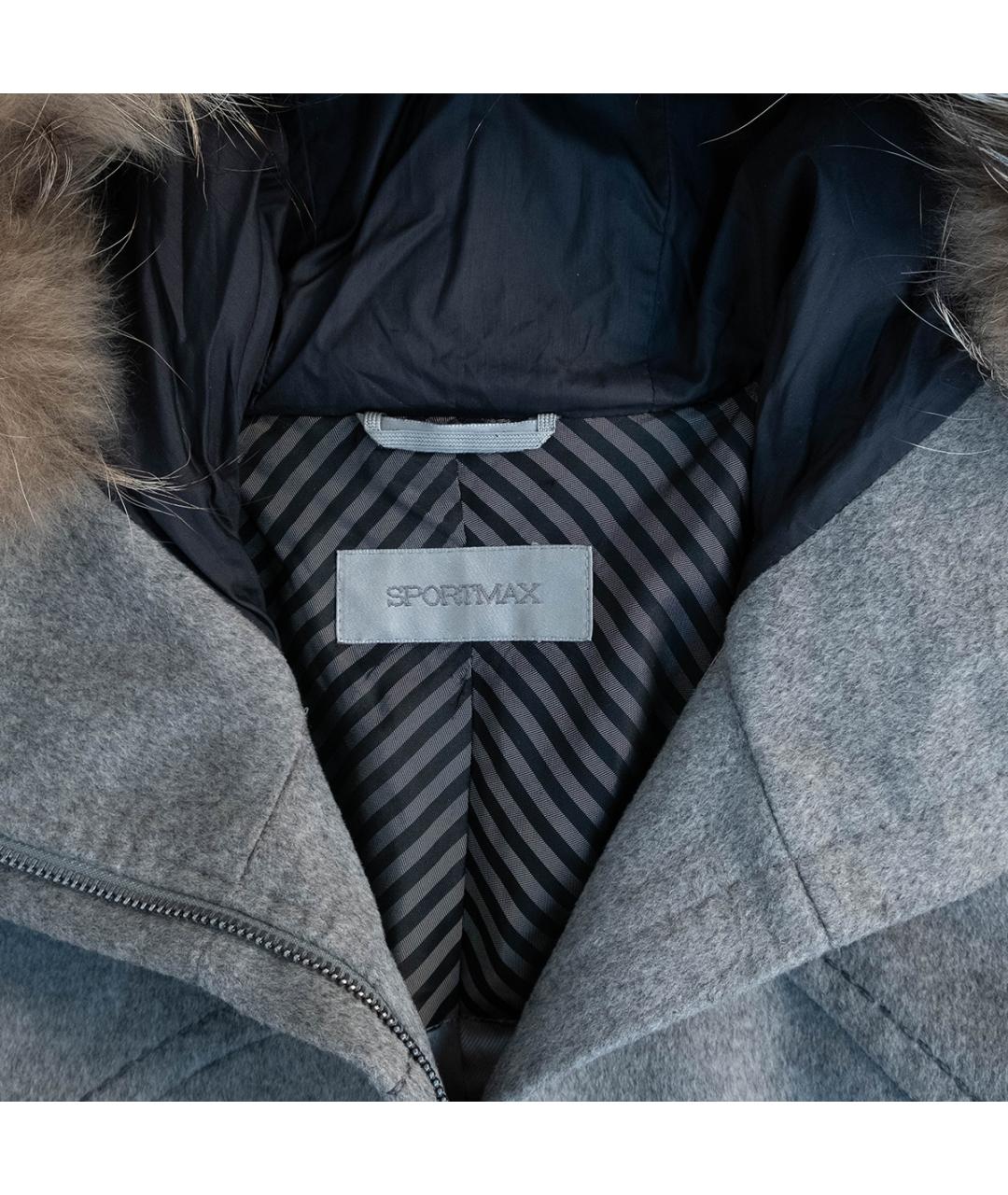 SPORTMAX Серое шерстяное пальто, фото 3