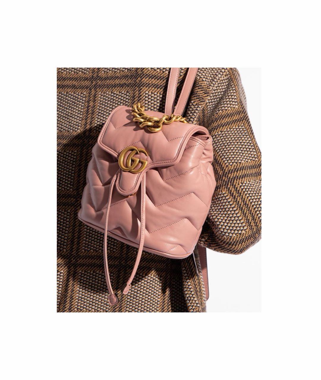 GUCCI Коралловый кожаный рюкзак, фото 5