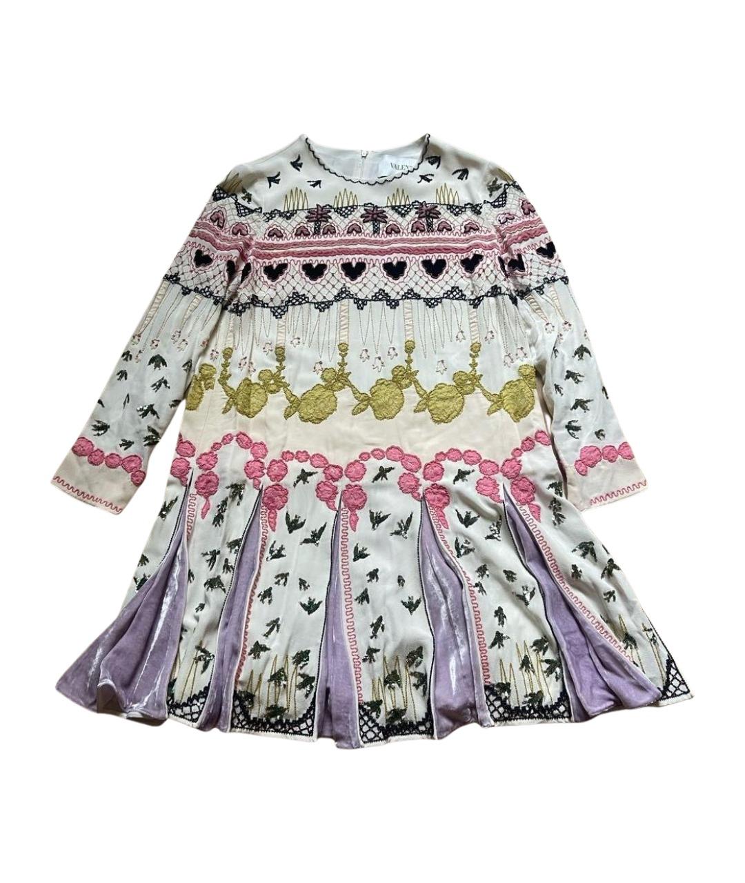 VALENTINO Мульти шелковое повседневное платье, фото 1