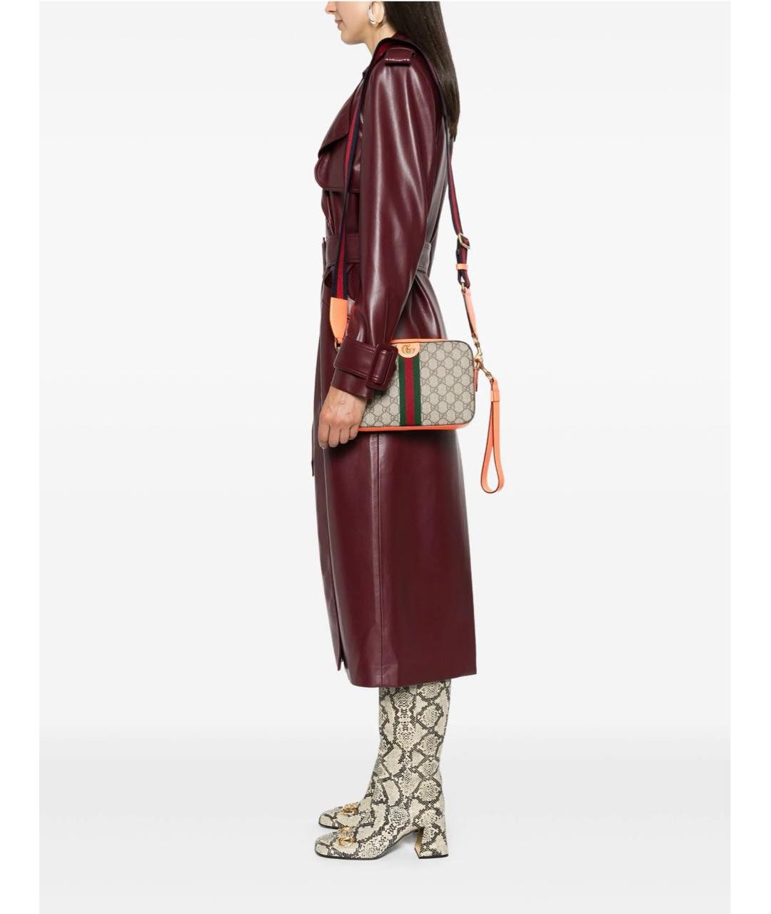 GUCCI Коричневая кожаная сумка через плечо, фото 5