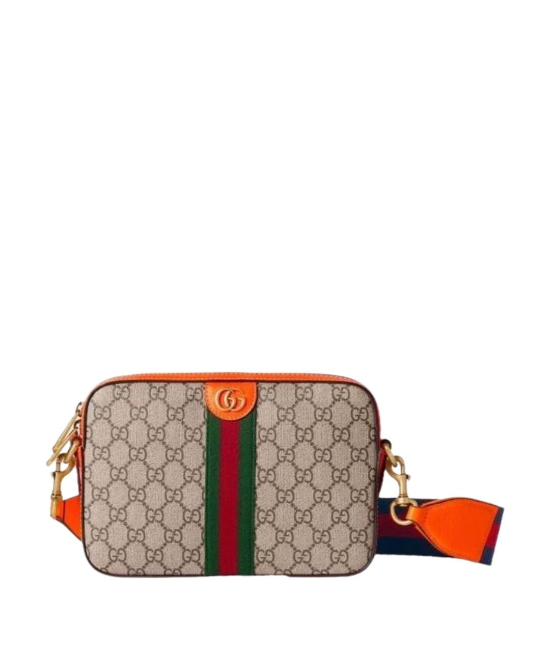 GUCCI Коричневая кожаная сумка через плечо, фото 1