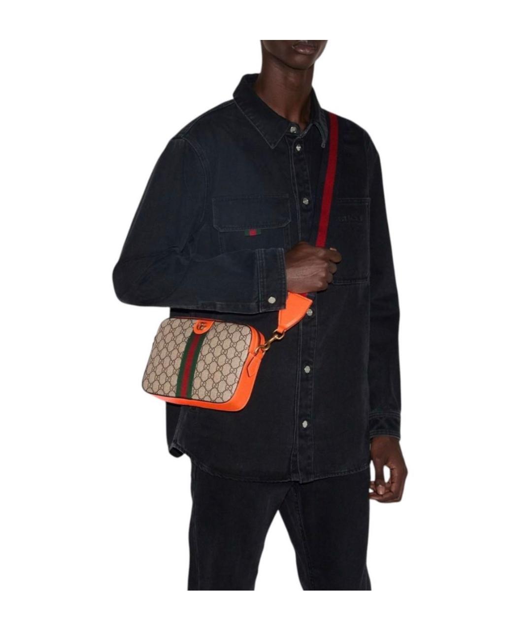 GUCCI Коричневая кожаная сумка через плечо, фото 6