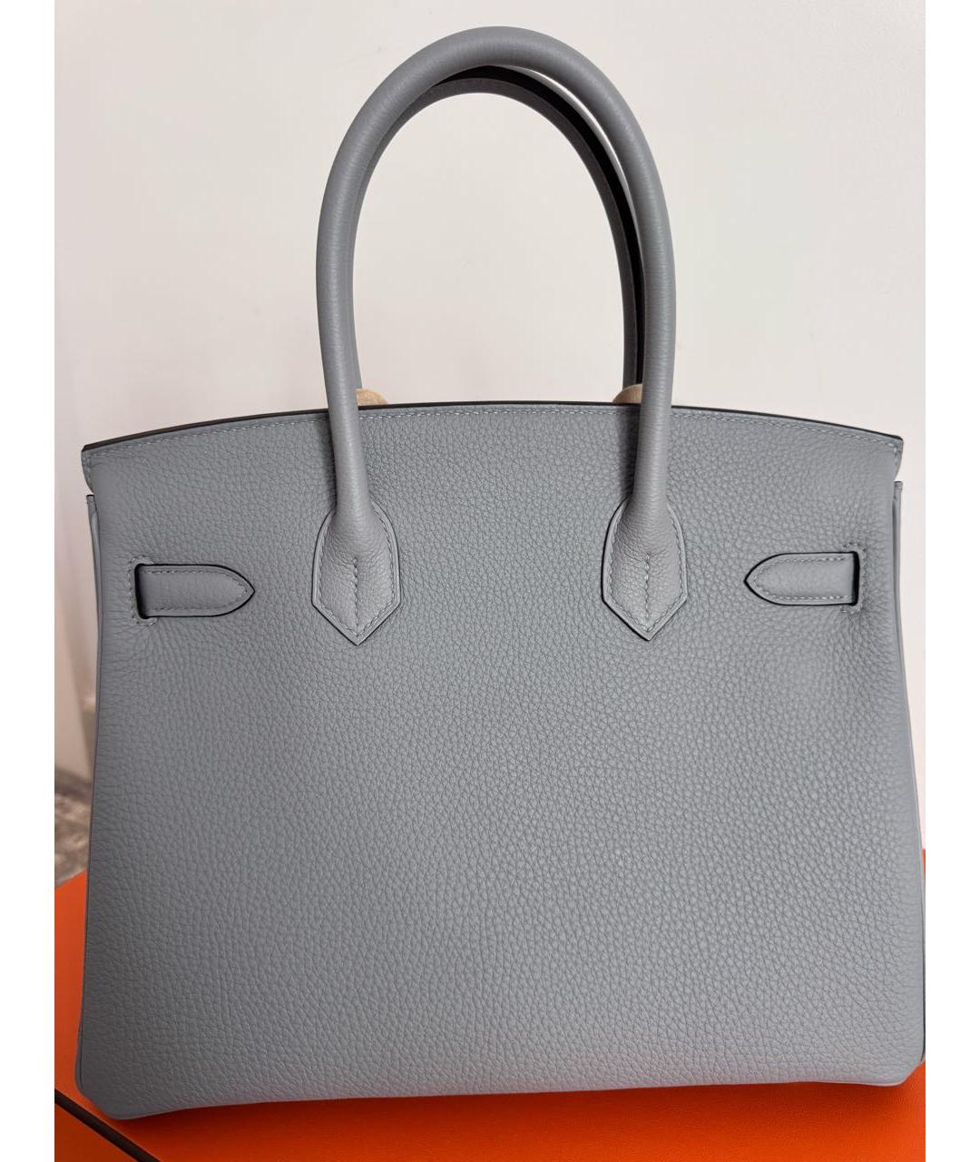 HERMES Серая кожаная сумка с короткими ручками, фото 2