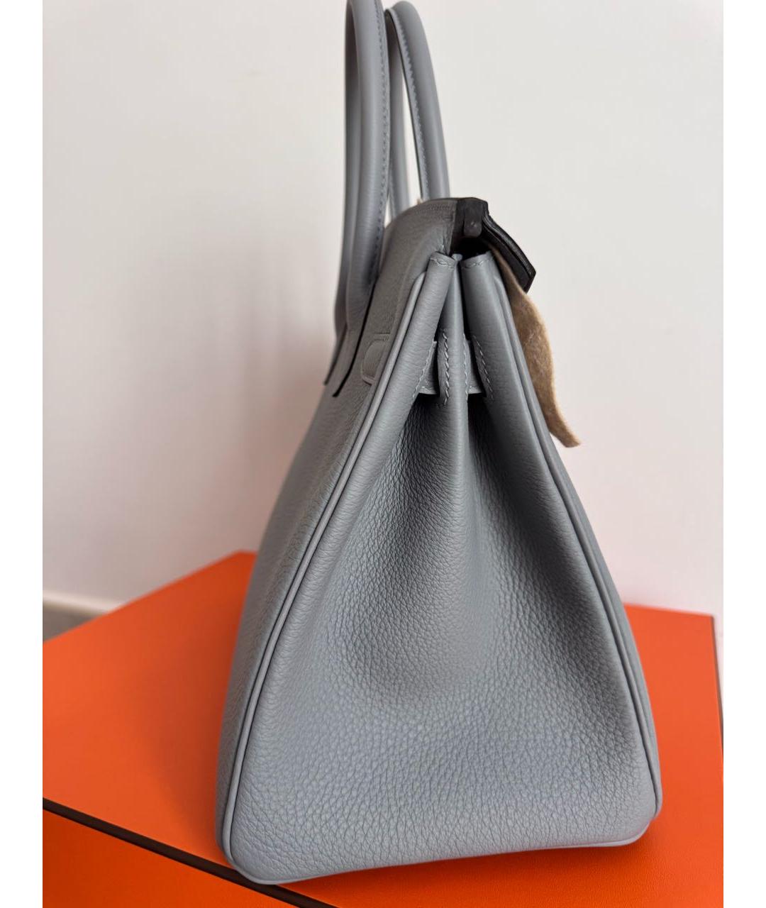 HERMES Серая кожаная сумка с короткими ручками, фото 3