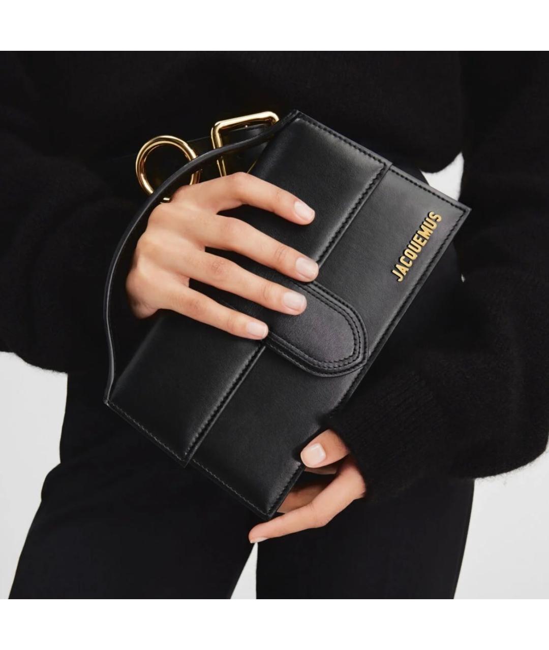 JACQUEMUS Черная кожаная сумка с короткими ручками, фото 7