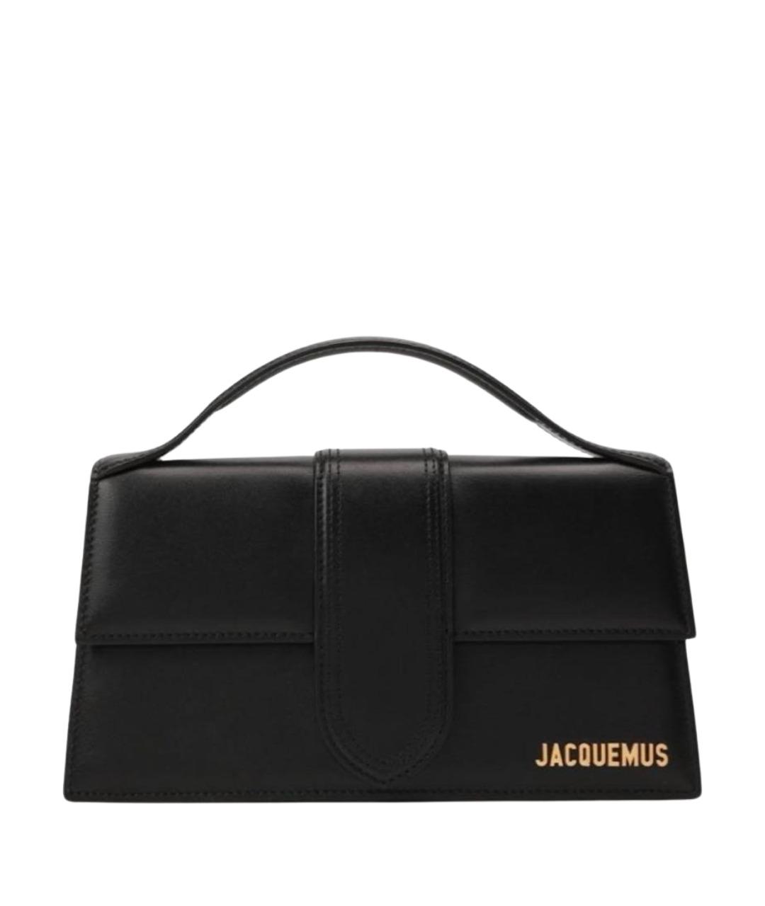 JACQUEMUS Черная кожаная сумка с короткими ручками, фото 1