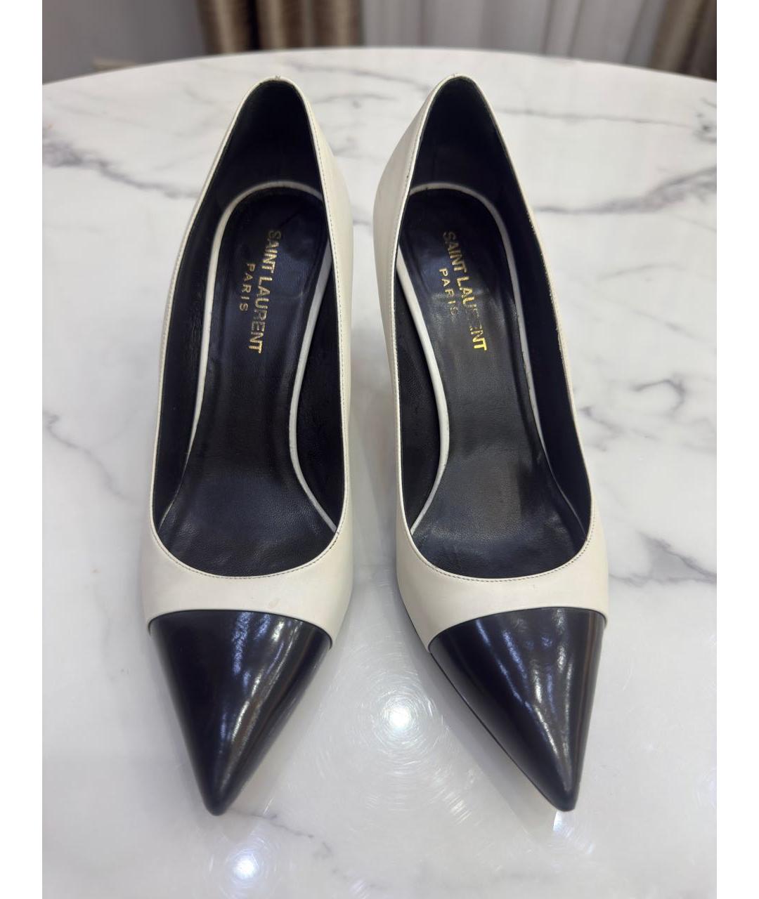 SAINT LAURENT Белые кожаные туфли, фото 2