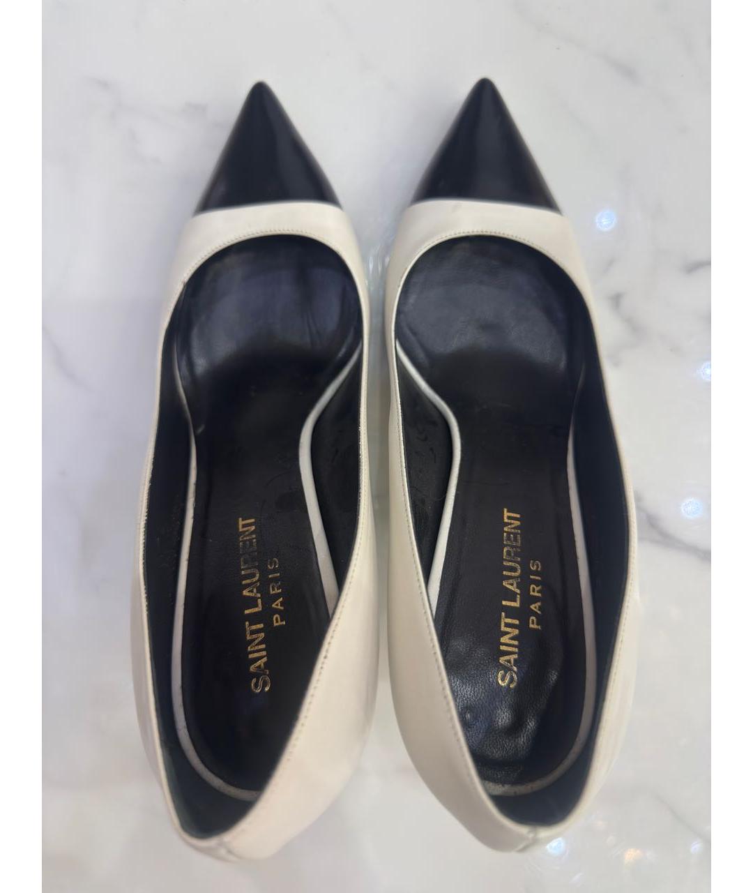 SAINT LAURENT Белые кожаные туфли, фото 3