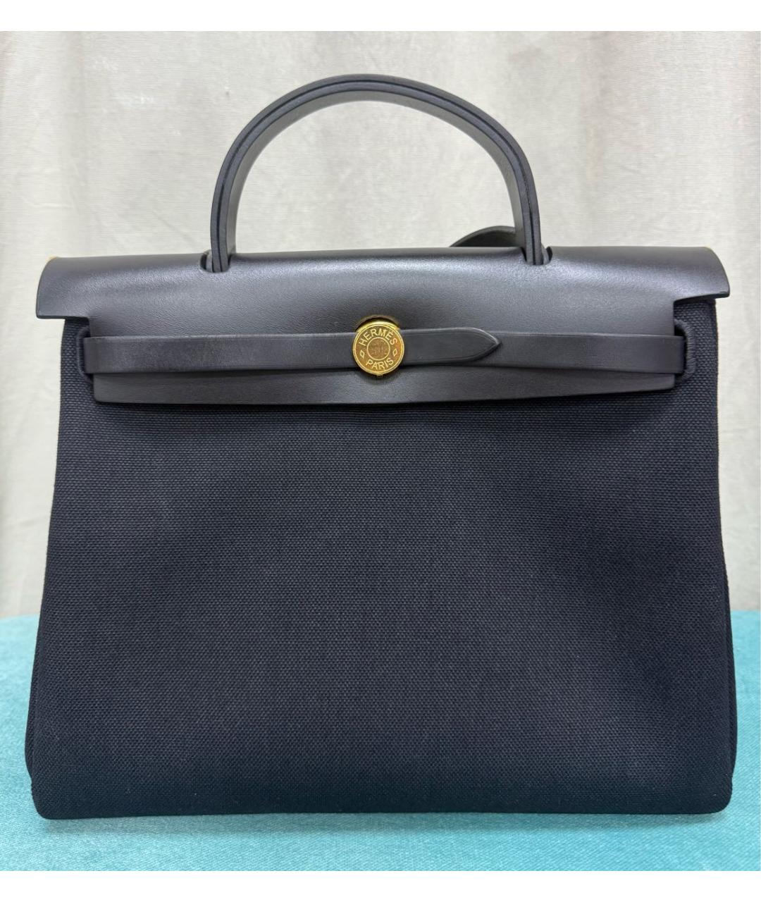HERMES Черная кожаная сумка с короткими ручками, фото 9