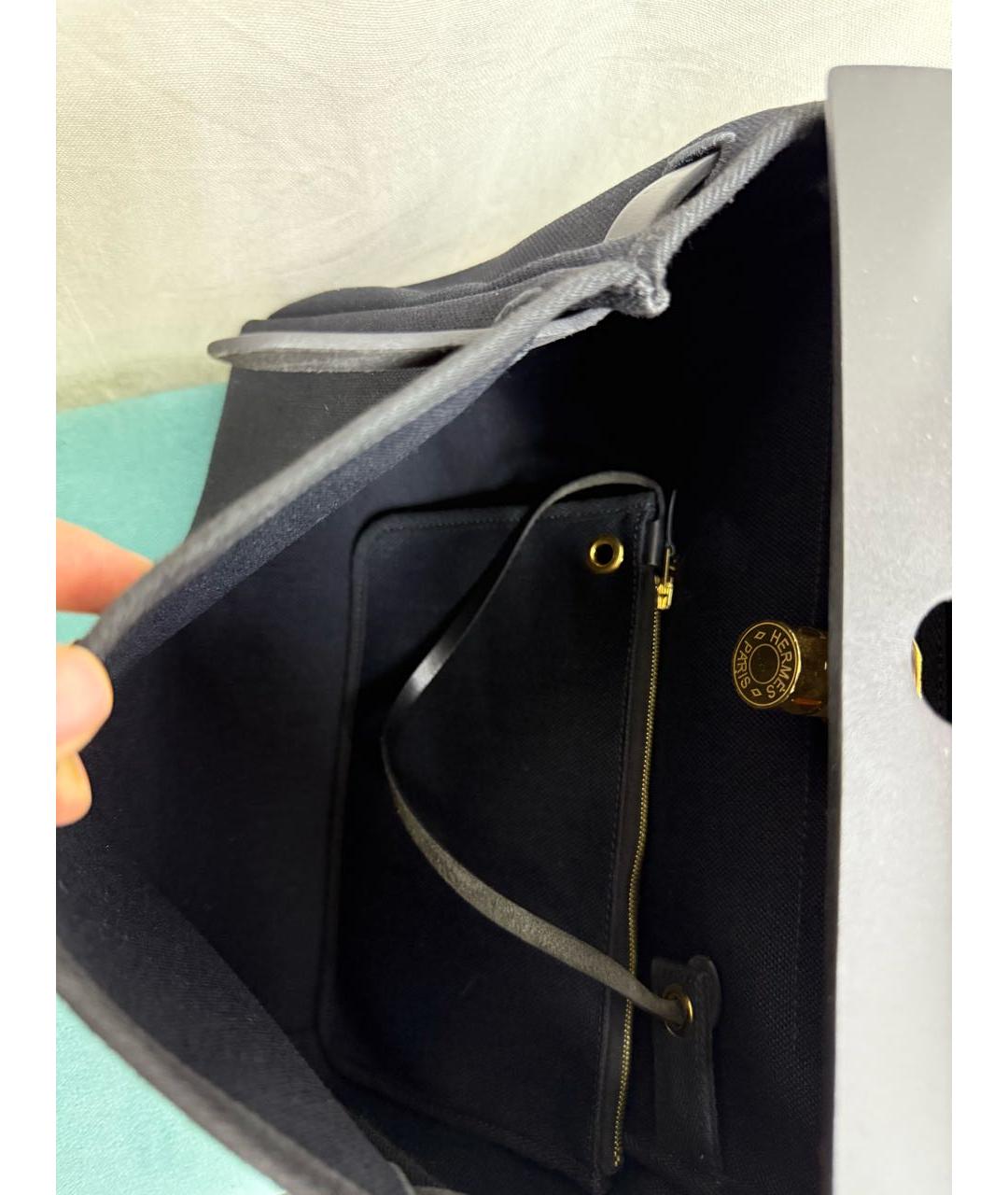 HERMES Черная кожаная сумка с короткими ручками, фото 4