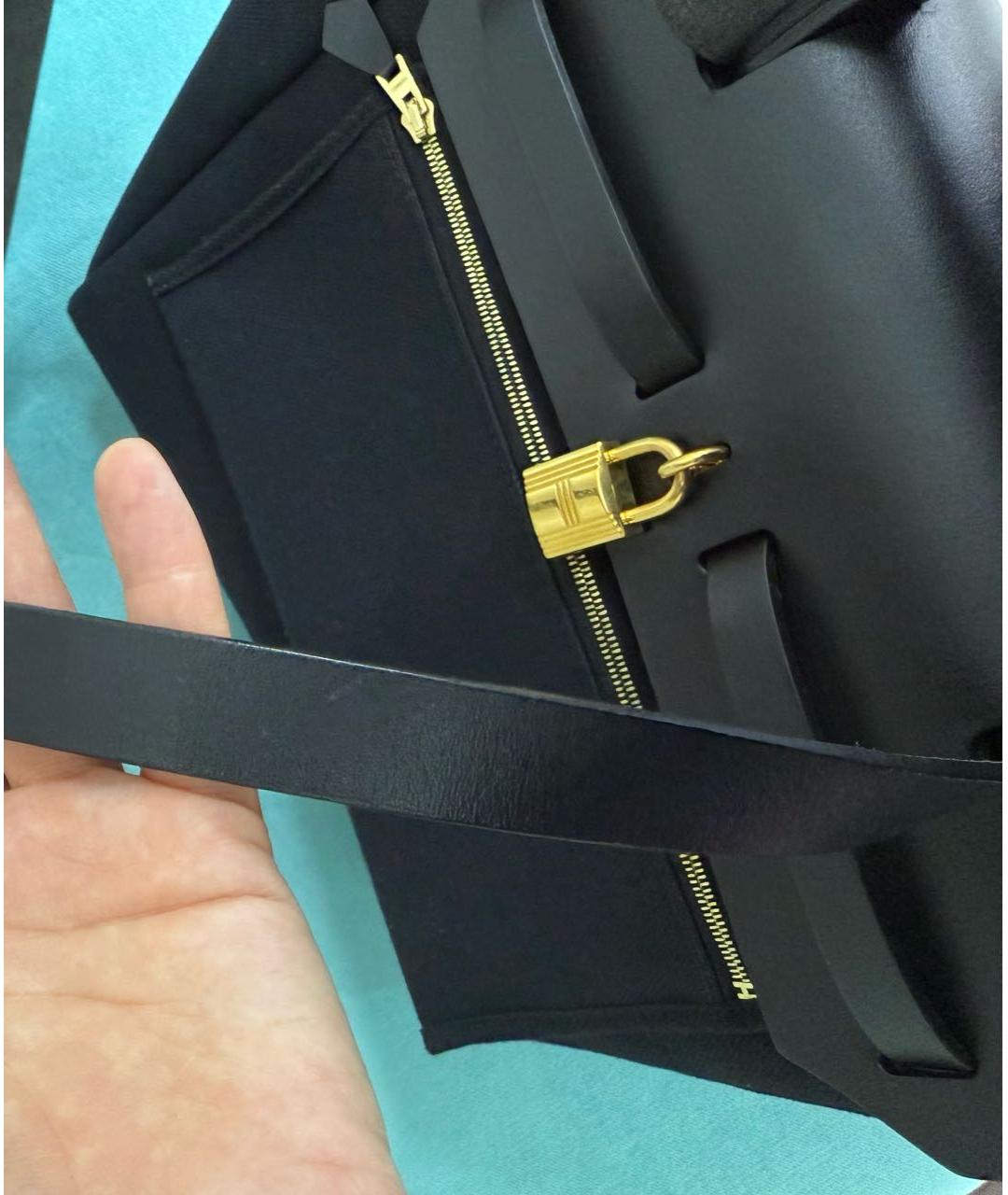 HERMES Черная кожаная сумка с короткими ручками, фото 5